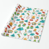 Cute Camping Patroonpartijomslag Cadeaupapier (Uitgerold)