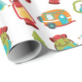 Cute Camping Patroonpartijomslag Cadeaupapier (Rol Hoek)