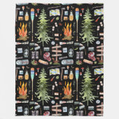 Cute Camping Pattern | Waterverf illustraties Fleece Deken (Voorkant)