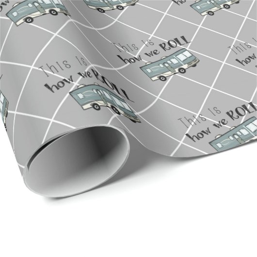 Cute Camping RV "Dit is hoe we werken", gepersonal Cadeaupapier (Rol Hoek)