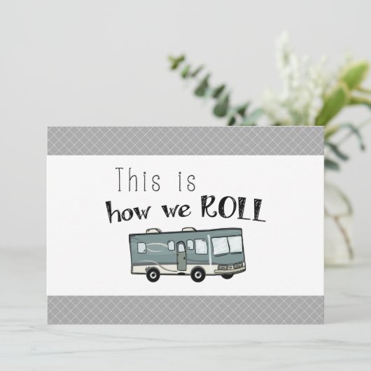 Cute Camping RV "Dit is hoe we werken", gepersonal Kaart (Staand voorkant)