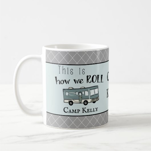 Cute Camping RV "Dit is hoe we werken", gepersonal Koffiemok (Links)