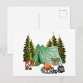 Cute Camping Theme Campfire, Tent, Forest Briefkaart (Voorkant / Achterkant)