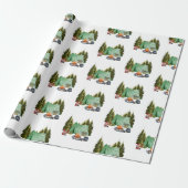 Cute Camping Theme Campfire, Tent, Forest Cadeaupapier (Uitgerold)