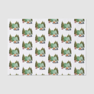 Cute Camping Theme Campfire, Tent, Forest Tiled Tissuepapier