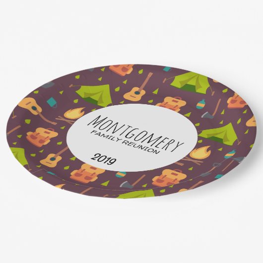 Cute Camping Thered Pattern Family Reunion Papieren Bordje (Gekanteld)