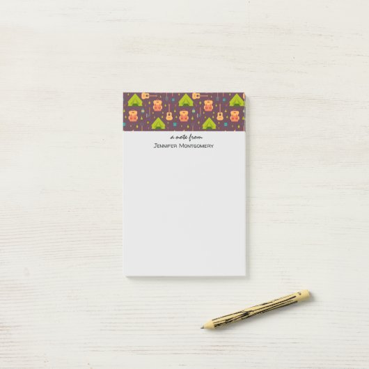 Cute Camping Thered Pattern Post-it® Notes (Op bureau)
