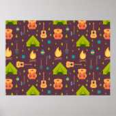 Cute Camping Thered Pattern Poster (Voorkant)
