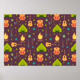Cute Camping Thered Pattern Poster