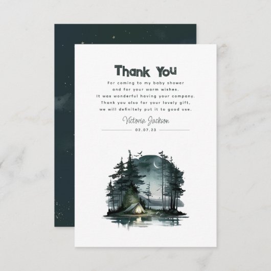 Cute Camping Thmed Baby shower Hartelijk dank Bedankkaart (Voorkant / Achterkant)