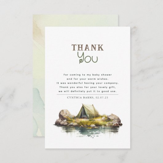 Cute Camping Thmed Baby shower Hartelijk dank Bedankkaart (Voorkant / Achterkant)