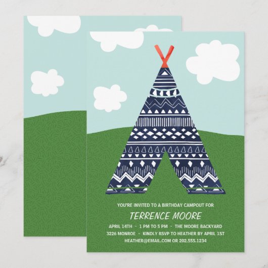 Cute Campout | Jongerenfeest Kaart (Voorkant / Achterkant)