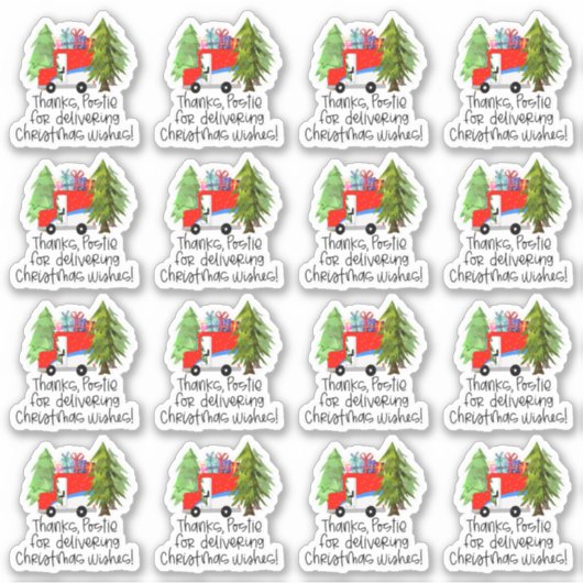 Cute Canada Postal Worker Bedankt Kerstmis Sticker (Voorkant)