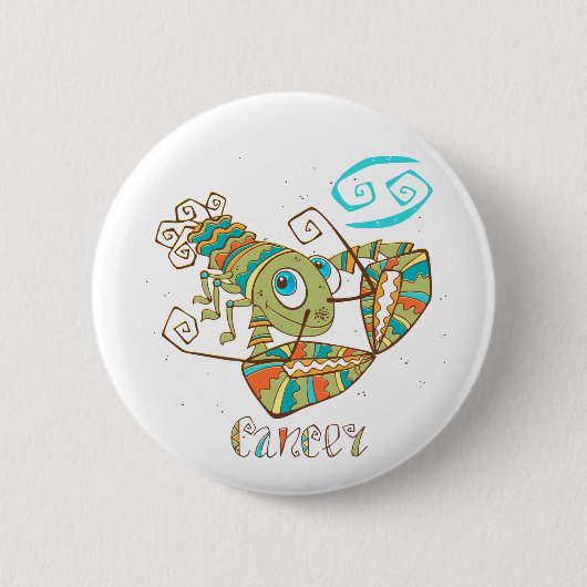 Cute Cancer Crab Ronde Button 5,7 Cm (Voorkant)