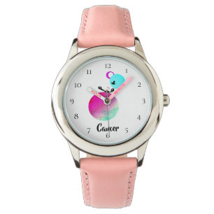 *~* Cute Cancer Zodiac Funny Gekke Pink Horloge