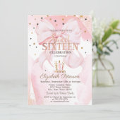Cute Candles Stars Pink Bow Sweet 16 Kaart (Staand voorkant)