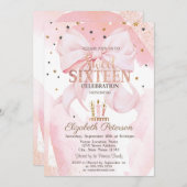 Cute Candles Stars Pink Bow Sweet 16 Kaart (Voorkant / Achterkant)