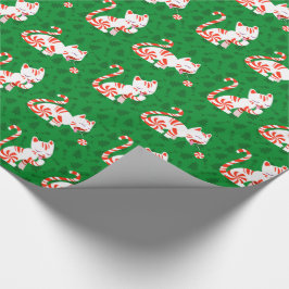 Cute Candy Cane Cat Cadeaupapier