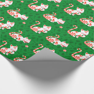 Cute Candy Cane Cat Cadeaupapier