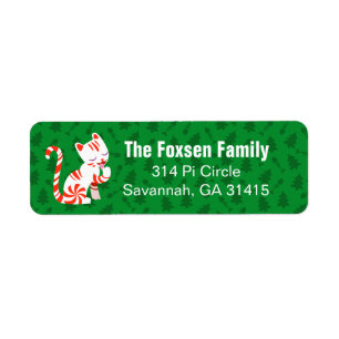 Cute Candy Cane Cat Etiket