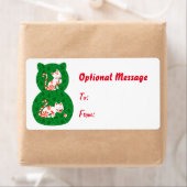 Cute Candy Cane Cat Etiket (Insitu)