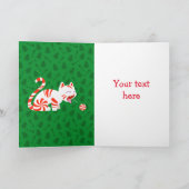 Cute Candy Cane Cat Feestdagen Kaart (Binnen)