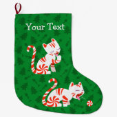 Cute Candy Cane Cat Grote Kerstsok (Voorkant)