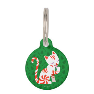 Cute Candy Cane Cat Huisdierpenning