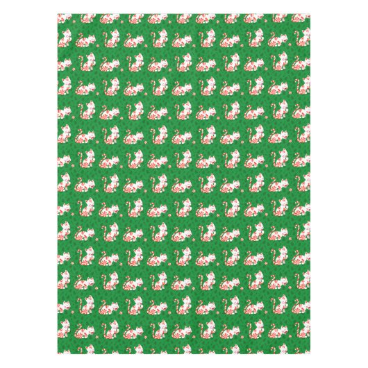 Cute Candy Cane Cat Tafelkleed (Voorkant)