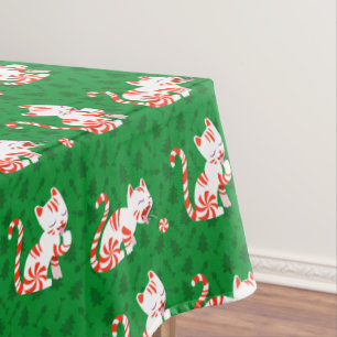 Cute Candy Cane Cat Tafelkleed