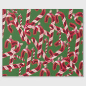 Cute Candy Cane Decoration Kerstmis Cadeaupapier (Vlak)