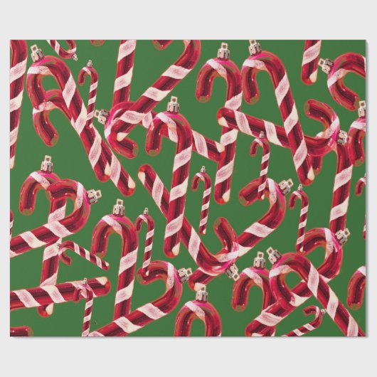 Cute Candy Cane Decoration Kerstmis Cadeaupapier (Vlak)