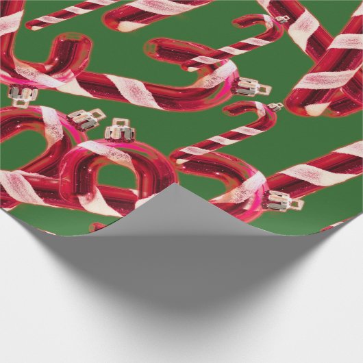 Cute Candy Cane Decoration Kerstmis Cadeaupapier (Hoek)