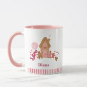 Cute Candy Cane Gingerbrood House Pink White Mok (Links)