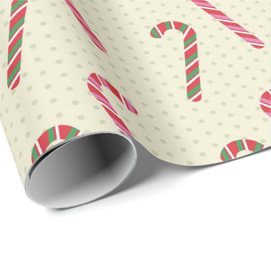 Cute Candy Cane kerst Cadeaupapier (Rol Hoek)