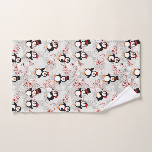 Cute Candy Cane-kerstpinguïns Bad Handdoek (Handdoek)