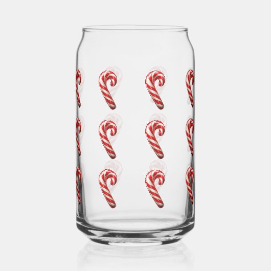 Cute Candy Cane Patroon Kerstmis Blikvorm Glas (Voorkant)