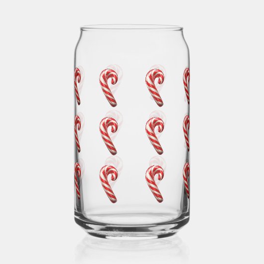 Cute Candy Cane Pattern Christmas  Blikvorm Glas (Achterkant)
