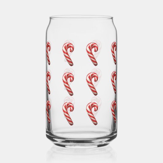 Cute Candy Cane Pattern Christmas Blikvorm Glas (Rechts)
