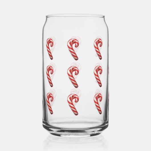 Cute Candy Cane Pattern Kerstmis Blikvorm Glas (Voorkant)