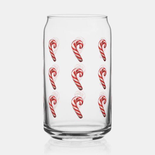 Cute Candy Cane Pattern Kerstmis Blikvorm Glas (Achterkant)
