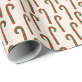 Cute Candy Cane Pattern Kerstmis Cadeaupapier (Rol Hoek)