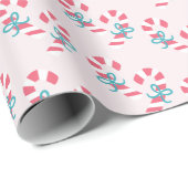 Cute Candy Cane Pattern Roze Kerstmis Cadeaupapier (Rol Hoek)