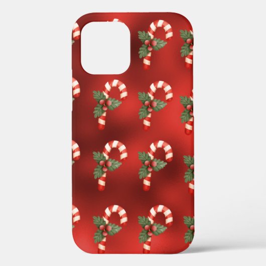 Cute Candy Cane Red Metallic Holiday Case-Mate iPhone Case (Achterkant)