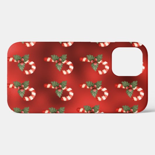 Cute Candy Cane Red Metallic Holiday Case-Mate iPhone Case (Achterkant (horizontaal))