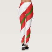 Cute Candy Cane Red White en Green Kerstmis Leggings (Achterkant)