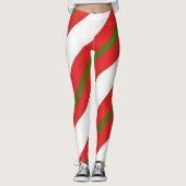 Cute Candy Cane Red White en Green Kerstmis Leggings (Voorkant)