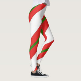 Cute Candy Cane Red White en Green Kerstmis Leggings