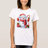 Cute Candy Cane Snowman Merry Christmas  T-shirt (Voorkant)