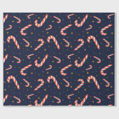 Cute Candy Cane Sterrennacht Time Sky Kerstmis Cadeaupapier (Vlak)